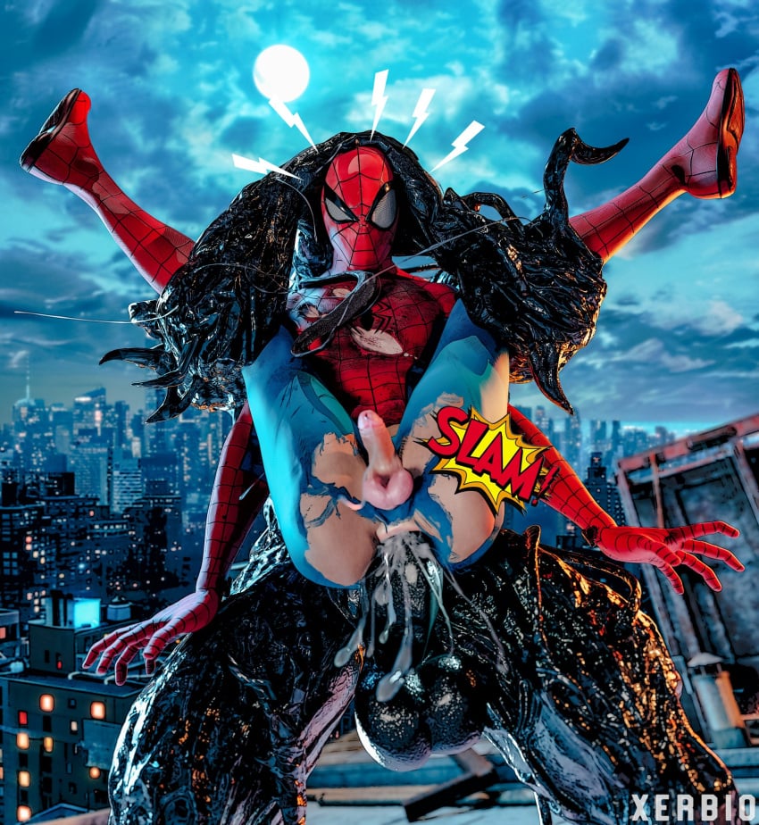 2boys 3d 3d_(artwork) big_penis cumming cumming_from_anal_sex cumming_inside eddie_brock gay gay_sex male male/male male_focus male_only marvel marvel_comics mask masked masked_male penetration penis penis_in_ass peter_parker ripped_clothing spider-man spider-man_(series) venom_(marvel) xerbio yaoi