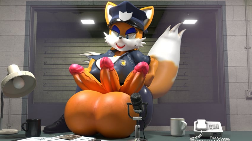 1furry 1futa 3d alternate_version_available balls balls_bigger_than_penis big_balls big_breasts breasts furry large_balls looking_at_viewer male_to_female mtf_crossgender multiple_penises no_panties orange_fur police_hat sega shocking_(artist) solo sonic_(series) sonic_the_hedgehog_(series) tagme tails tails_the_fox tailsko