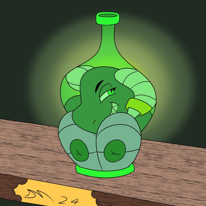 absurd_res anthro black_body black_skin bondage bottle bottle_insertion bound compact compacted compaction container dirtymac dragon female green_eyes hi_res horn mythological_creature mythological_scalie mythology scalie shelf