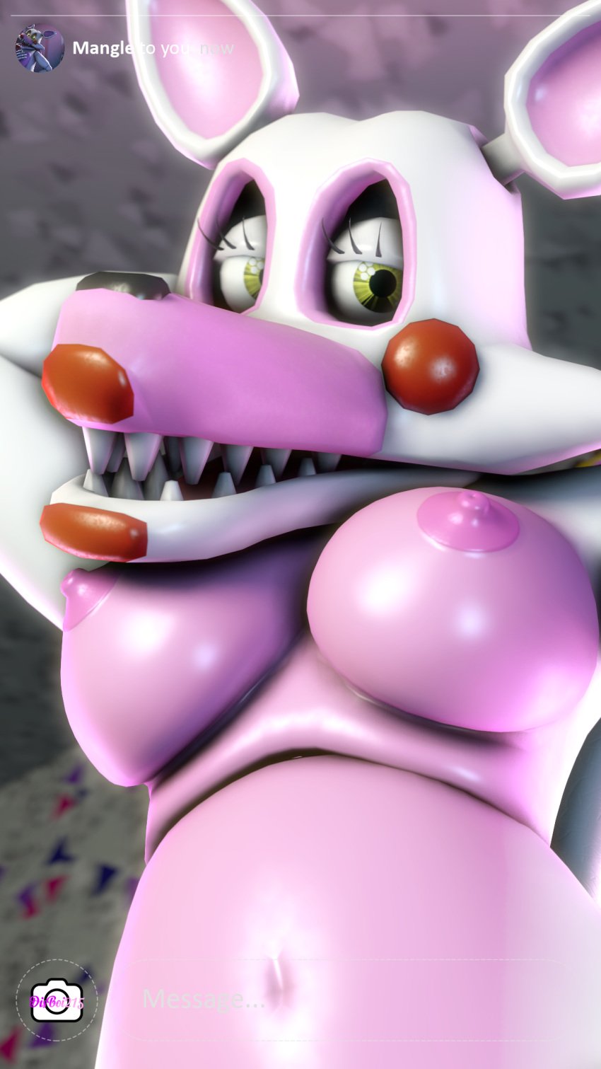 3d 4k animatronic arm_behind_head arm_up bedroom_eyes belly_button disboi215 five_nights_at_freddy's five_nights_at_freddy's:_sister_location five_nights_at_freddy's_2 fnaf fox fox_ears fox_girl fox_tail highres holding_phone instagram lipstick looking_at_viewer mangle_(fnaf) pink_body pink_nipples red_cheeks red_lipstick robot rosy_cheeks selfie sfm sharp_teeth shiny_body shiny_skin source_filmmaker tummy white_body yellow_eyes