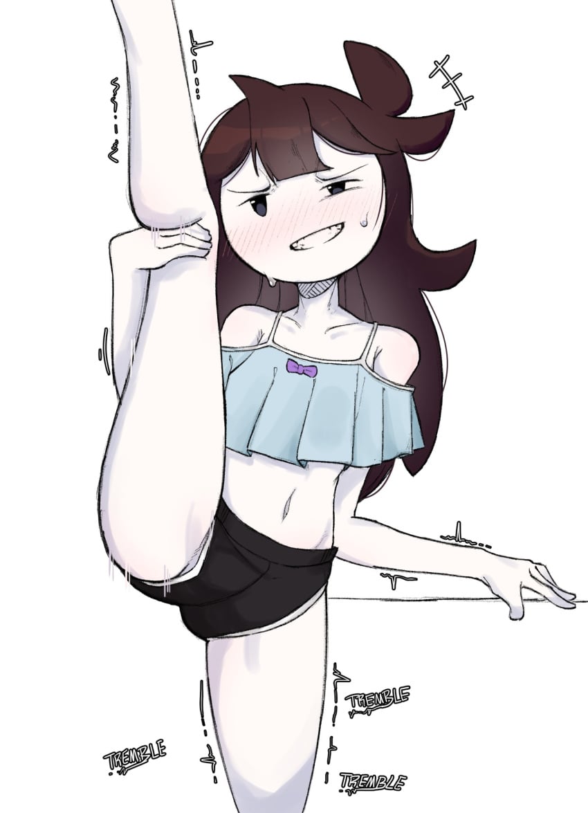 1girls blush female highres jaiden jaiden_animations jaiden_dittfach leg_up legs_apart real_person struggling sweat sweating youtuber zlix0n