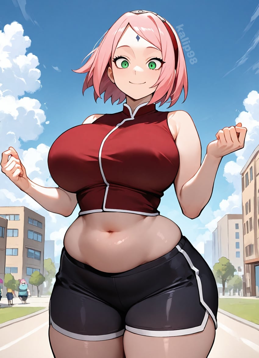 big_breasts eyes green_eyes pink_hair sakura_haruno