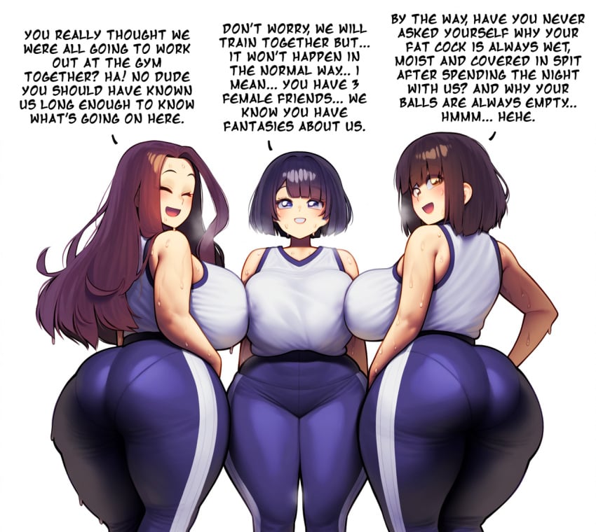 3girls adorable ai_generated anime anime_style animegirl ass ass back back_view big_breasts black_hair blush blush blushing_at_viewer brat bratty breasts breasts breasts brown_hair bubble_ass bubble_butt cute fat_ass fat_butt female female friends girl group heavenly_ass hips huge_ass huge_breasts huge_butt long_hair looking_at_viewer looking_back oc original original_character original_characters short_hair smesh_(artist) smile smiling smiling_at_viewer sweat sweating sweaty text thick_ass thick_thighs thighs tight_clothing white_background wide_hips