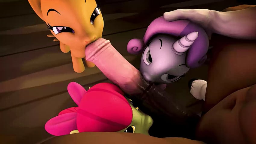 animated apple_bloom_(mlp) d3rpsfm filly foal horsecock licking_penis looking_at_another looking_at_partner looking_pleasured my_little_pony scootaloo_(mlp) source_filmmaker sweetie_belle_(mlp) young