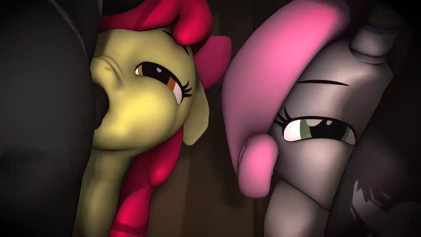 3d animated apple_bloom_(mlp) changeling d3rpsfm foal forced_oral horsecock my_little_pony source_filmmaker sweetie_belle_(mlp) young