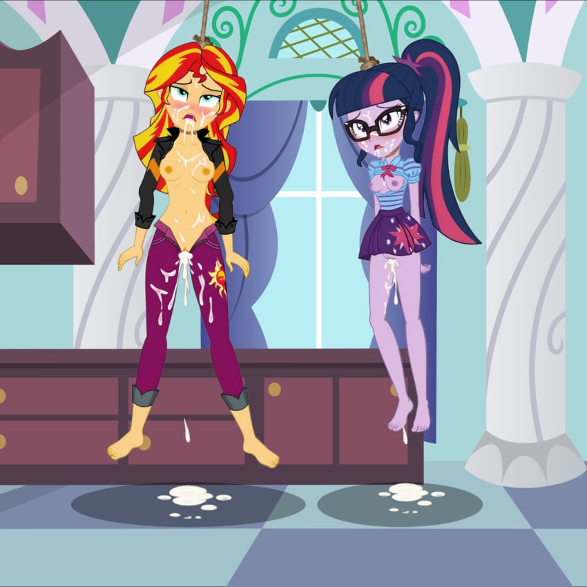 after_rape after_sex ai_assisted ai_generated breasts clothing cum cum_in_pussy death duo duo_female edit equestria_girls glasses hanged hanging my_little_pony necrophilia nipples noose open_clothes rape rope rope_around_neck sci-twi sex skirt small_breasts sunset_shimmer twilight_sparkle_(eg) twilight_sparkle_(mlp)