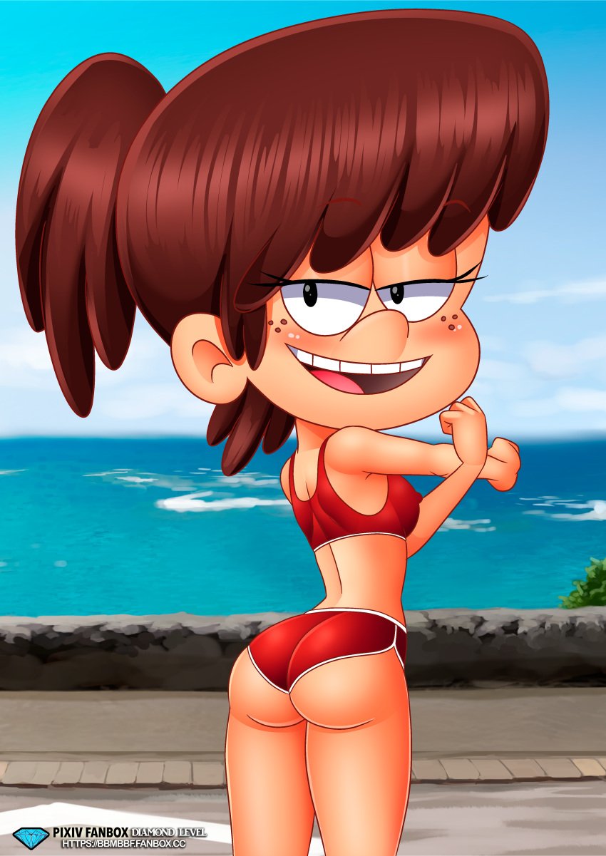 1girls ass bbmbbf blush diamond_level female female_only looking_at_viewer lynn_loud nickelodeon open_mouth palcomix pietros_secret_club solo teeth the_loud_house tongue