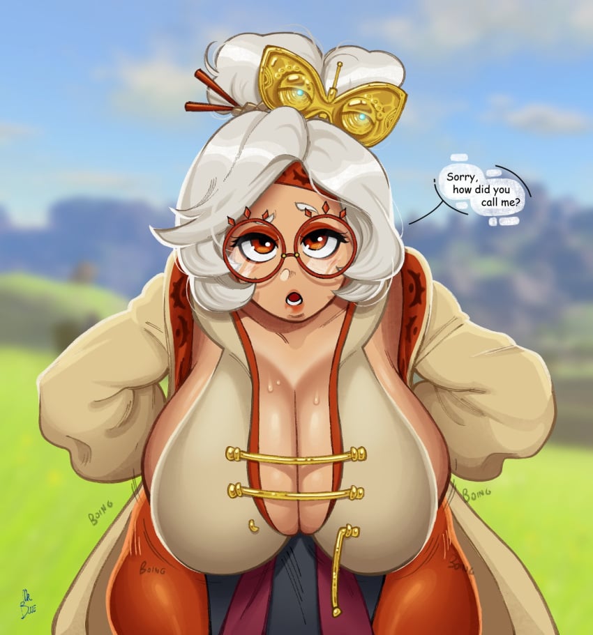 big_breasts glasses leaning_forward mister_blueee obese purah tagme the_legend_of_zelda