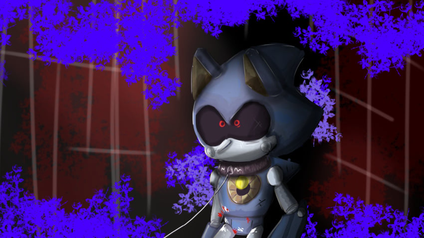 after_sex blood blue_body collar cum leash_and_collar metal_sonic red_eyes robot sexually_suggestive sonic_(series) sonic_the_hedgehog_(series)