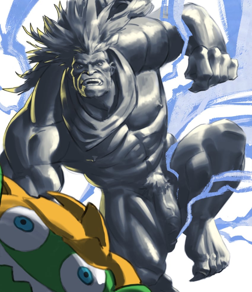 abs bara battle_demon biceps big_penis blanka flaccid male male_nipples male_only manly muscular_male nipples nude pecs penis solo solo_male street_fighter