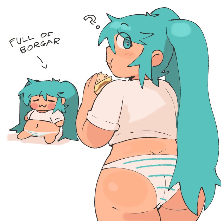 1girls abstractpurple ass burger chubby female gordibuena hatsune_miku panties tagme vocaloid