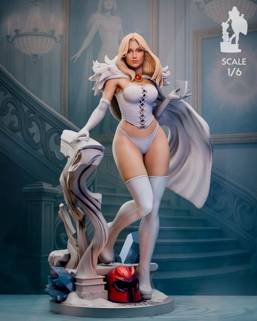 blonde_female blonde_hair blue_eyes emma_frost female figurine garage_kit hellfire_club large_breasts lingerie marvel marvel_comics model_kit panties thong white_queen x-men