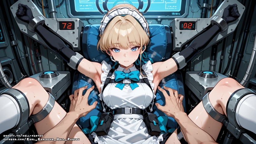ai_female ai_generated armpits asuma_toki blonde_hair blue_archive blue_eyes breasts color colored female hell-pantsu hi_res medium_breasts perfect_body toki_(blue_archive) toki_(bunny)_(blue_archive)