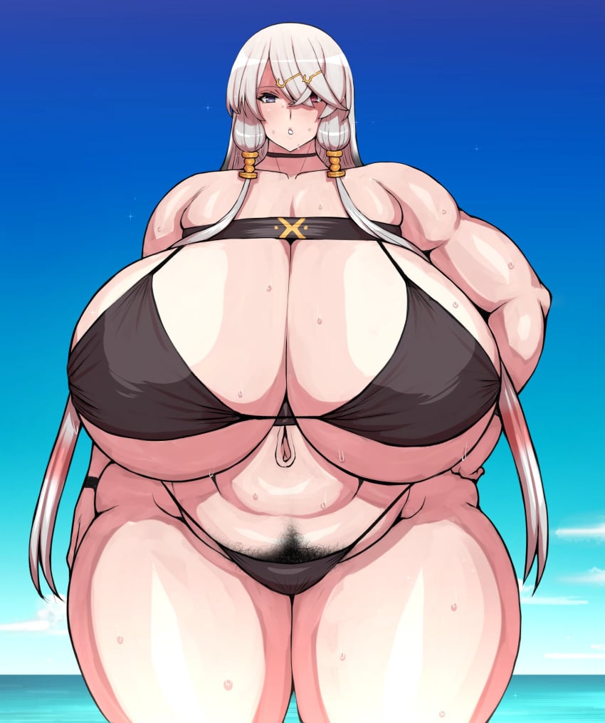 bikini bikini_top gigantic_breasts massive_breasts ponkotsuu pubic_hair venus_body voluptuous voluptuous_female