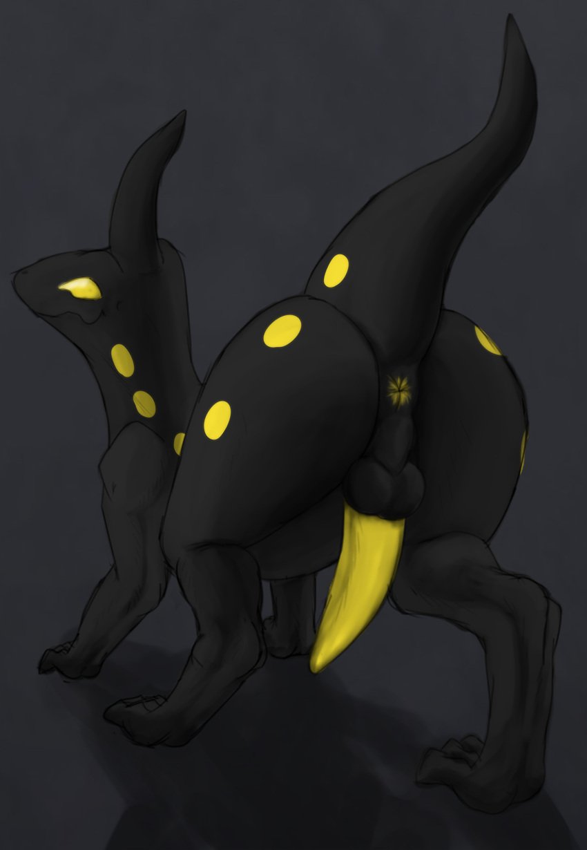 alien anus ass black_body black_skin feral genitals hi_res invalid_tag male penis presenting presenting_hindquarters smoglin_(starbound) solo starbound video_games yellow_anus yellow_eyes yellow_penis zerperay