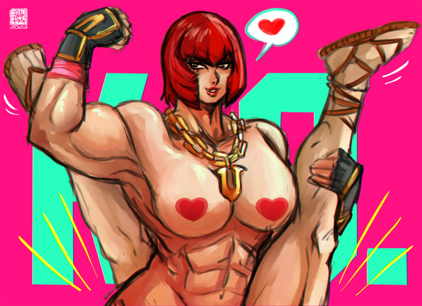 1boy 1girls 2d amazon_position artist_request censored female female_focus femdom flexing italian italian_female male marisa_rossetti meme muscles muscular muscular_female necklace_between_breasts necklace_only ryu_(street_fighter) sex street_fighter street_fighter_6