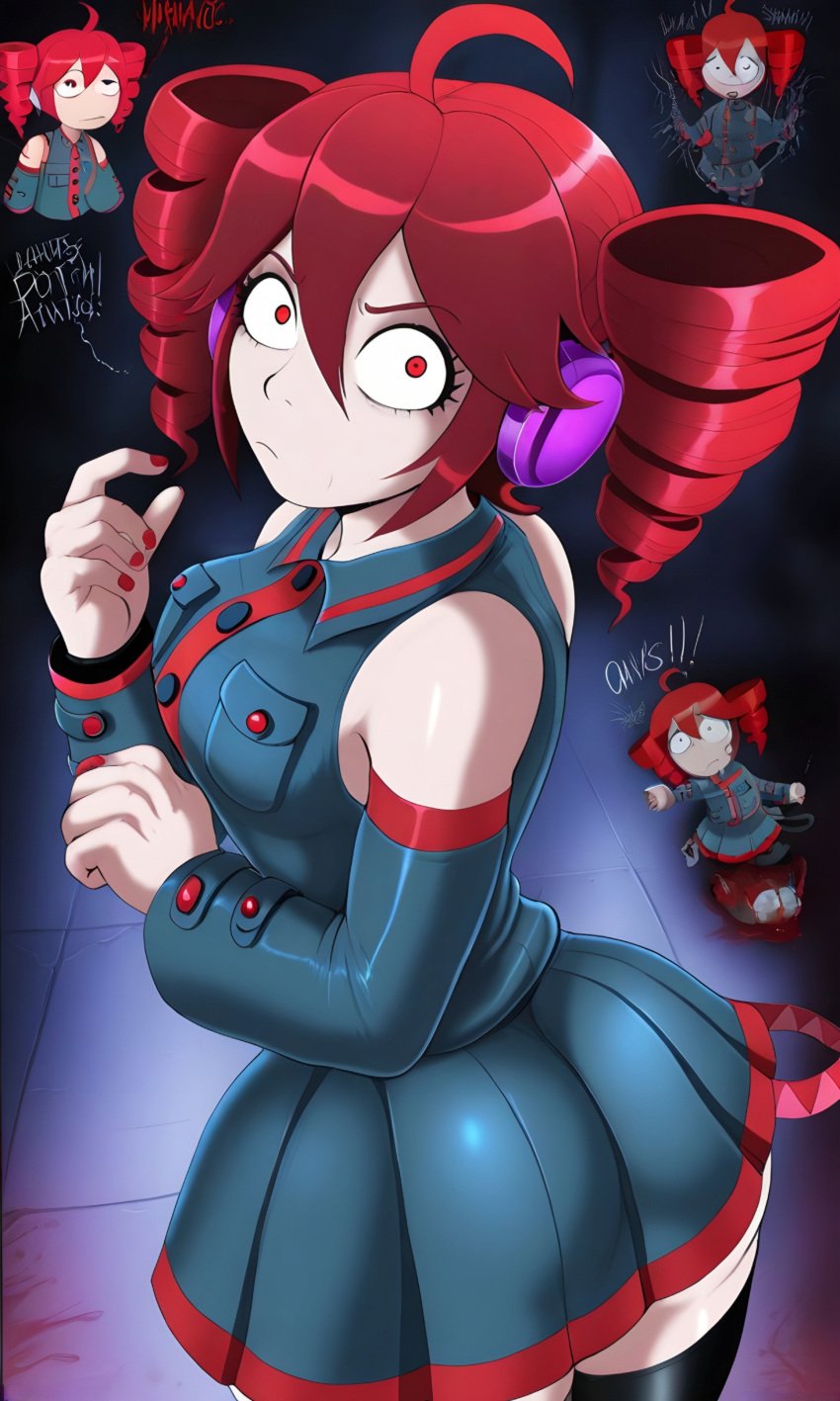 2025 ai_assisted ai_generated kasane_teto purple_headwear red_eyes red_hair shadman_(style) shadman_homage utau vampiregurl_(artist)