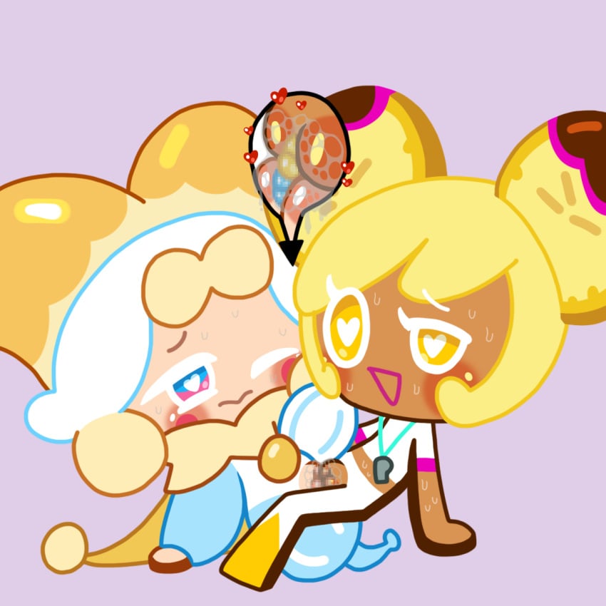 2girls banana_cookie blue_eyes closed_mouth clothed clothed_female clothed_female_clothed_female clothed_sex cookie cookie_run cookie_run_ovenbreak cute dark_skin dark_skinned dark_skinned_female duo duo_female female female/female female_only food_creature heart heart-shaped_pupils heart_eyes ice_juggler_cookie legs legs_up lesbian lesbian_sex looking_at_partner lorennsfw no_panties one_eye_closed open_eyes open_mouth pussy pussy_on_pussy scissoring sex short_hair spread_legs sweat tagme thighs tribadism white_hair white_skin white_skinned_female yellow_eyes yellow_hair yuri