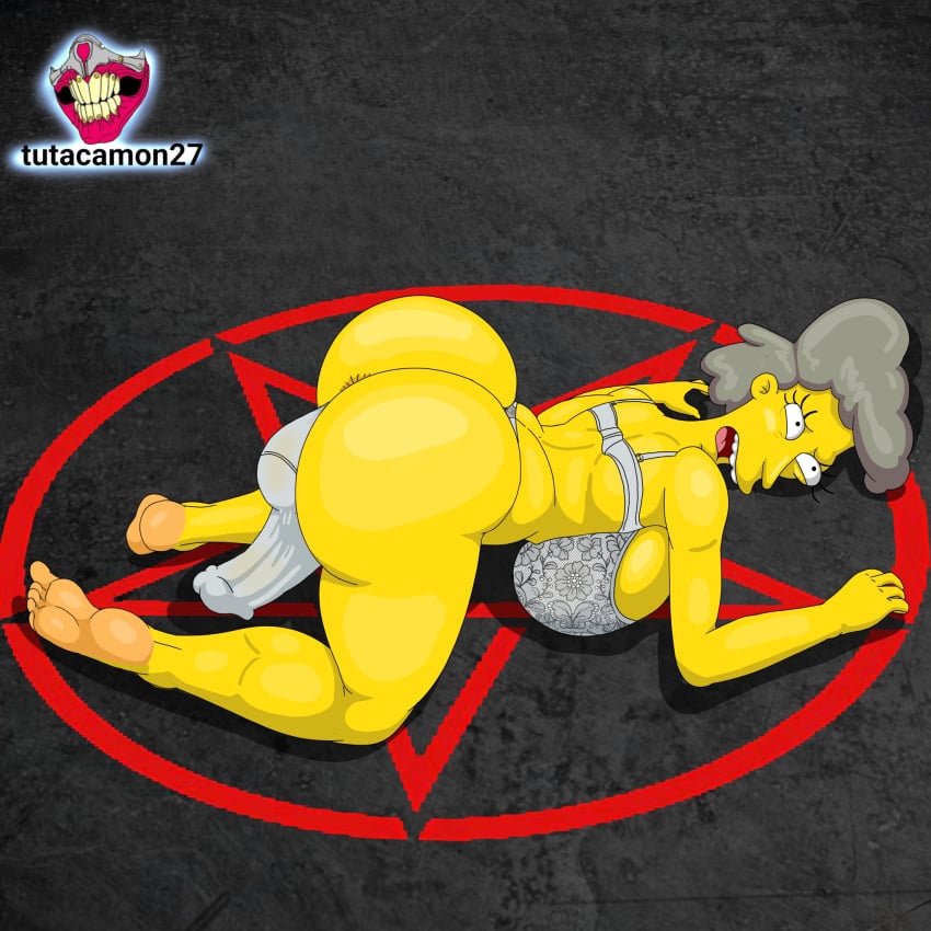 1futa backsack big_ass big_breasts bulgue futanari gray_hair helen_lovejoy lencerie lingerie rape ritual_sacrifice ritual_sex satanic scary_face the_simpsons thong tutacamon27 white_panties white_underwear yellow_body