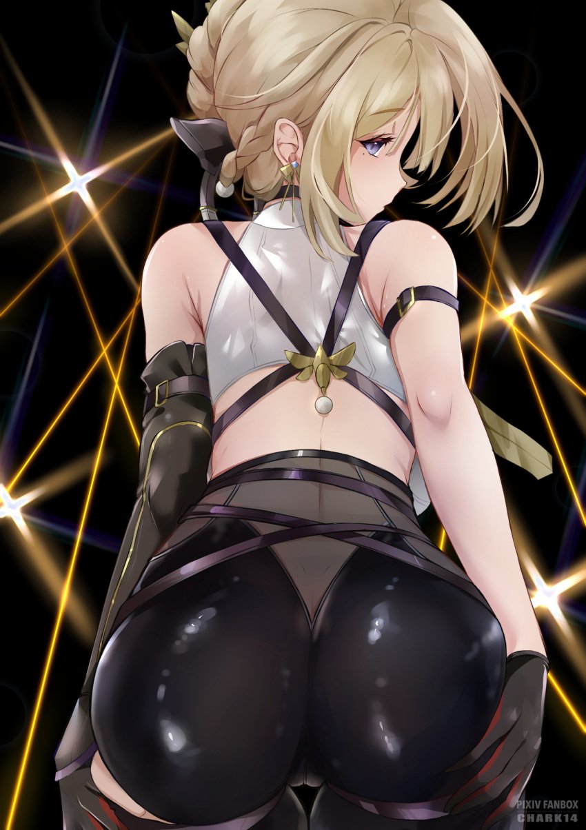 1girls ass big_ass blonde_hair chark14 evelyn_chevalier hoyoverse light-skinned_female light_skin mihoyo purple_eyes zenless_zone_zero