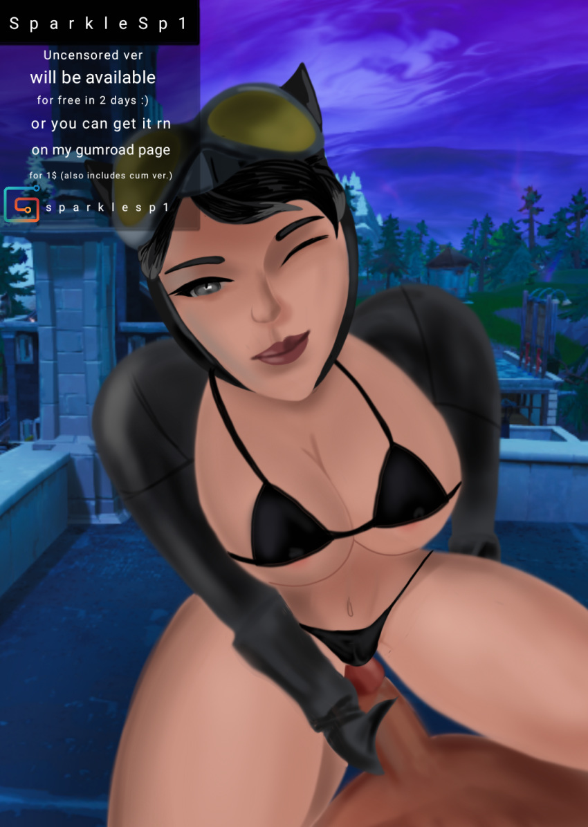 batman_(series) black_hair catwoman dark-skinned_male dark_skin dc dc_comics female fortnite interracial male penis selina_kyle sex sparklesp1 tagme