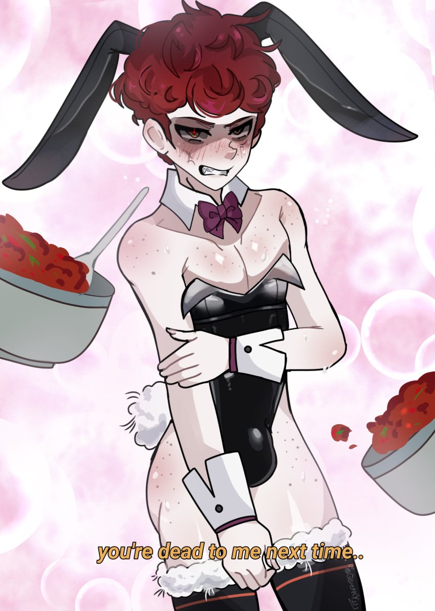 angry bulge bunnysuit comedy_central feminine_male freckles ginger looking_at_viewer male male_focus paramount_pictures playboy_bunny red_hair ribbon scott_tenorman solo south_park thighhighs yellow_eyes