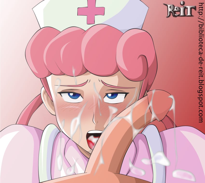 blush clothes color cum female hair human male male_pov nurse_joy penis pink_hair pokemon pov reit tagme