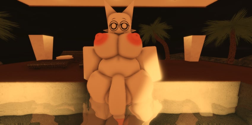 1futa 3d areolae balls breasts looking_at_viewer nipples nude penis penis_in_water pool poolside roblox robloxian self_upload solo sprunki tagme thighs unfunnyproto wenda_(sprunki)