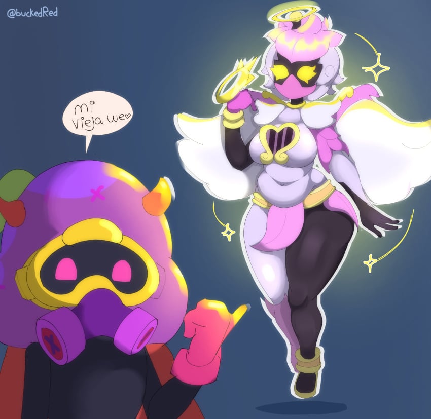 angel_wings aura aureola big_butt big_thighs brawl_stars bucketred cordelius_(brawl_stars) fat_ass fat_bitch fat_butt fat_woman flower lily_(brawl_stars) lily_angel_(brawl_stars) pink_eyes sexy_bitch sfw white_body white_skin yellow_eyes