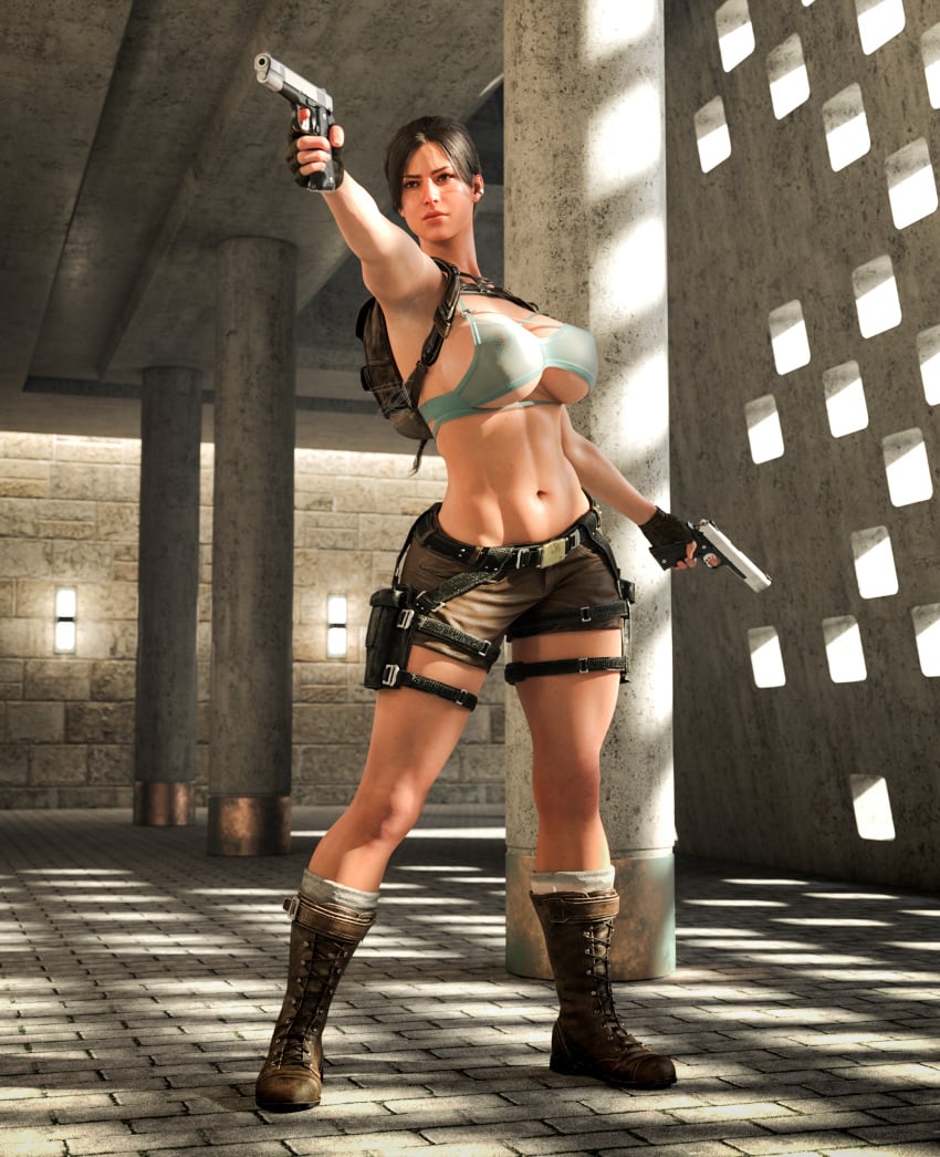 3d abs big_breasts call_of_duty lara_croft lara_croft_(cod) see-through tomb_raider tridiks