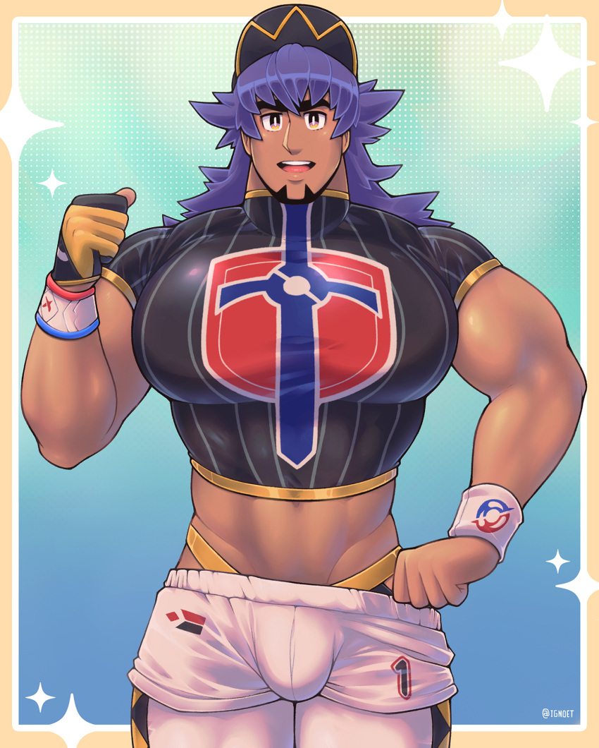 bulge bulge_through_clothing dark-skinned_male ignoet leon_(pokemon) male male_only pokemon pokemon_ss solo_male