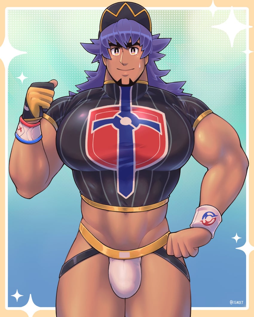 bulge bulge_through_clothing dark-skinned_male ignoet jockstrap leon_(pokemon) male male_only pokemon pokemon_ss solo_male underwear