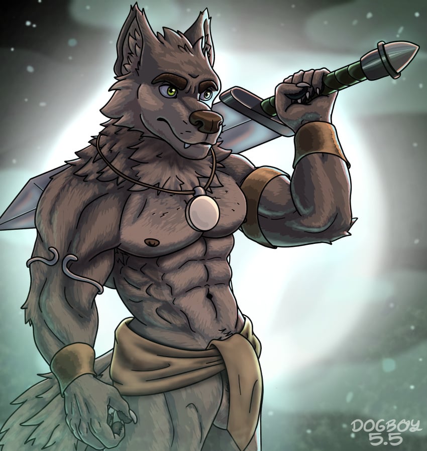 abs absurd_res anthro armor balls biceps bulge canid canine canis cape clothed clothing collar digital_drawing_(artwork) digital_media_(artwork) dogboy55_artss far_beyond_the_world_(series) fur genitals green_eyes hi_res jewelry male mammal medieval medieval_clothing melee_weapon multicolored_body multicolored_fur muscular muscular_anthro muscular_male neck_tuft nipples pecs ranok_(far_beyond_the_world) shaded simple_background solo solo_focus solo_in_panel sword sword_on_back tail tuft two_tone_body two_tone_fur underwear weapon wolf