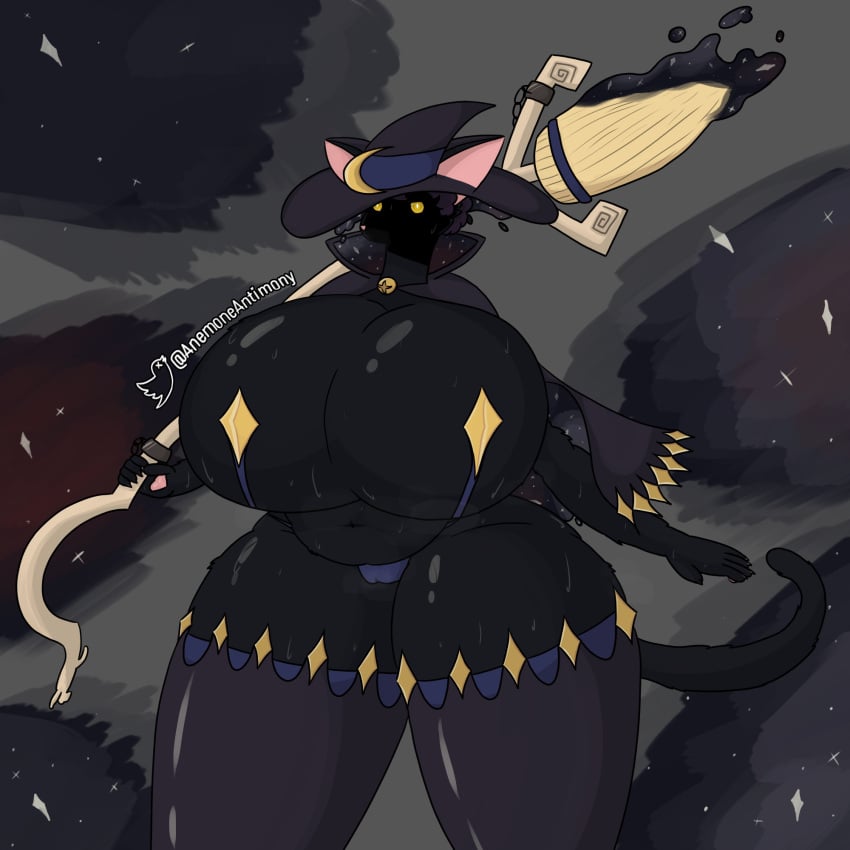 1girls 2d 2d_(artwork) anemone_antimony anthro anthro_only barely_clothed bbw bell belly belly_button big_belly black_fur breasts breasts_bigger_than_head broom broomstick camel_toe cameltoe capelet cat_ears cat_tail chubby chubby_anthro chubby_belly chubby_female clawed_fingers claws curly_hair curvy domestic_cat fantasy fat feline female female functionally_nude fur furry furry_female furry_only gigantic_breasts glowing_eyes high_collar horny horny_female huge_ass huge_breasts huge_butt huge_thighs moon moon_symbol neiros_(anemone_antimony) night_sky obscured_face original original_character panties pasties pawpads purple_hair self_upload shadowed_face shiny_skin slit_pupils solo solo_female solo_focus stars steaming_body steamy_breath sweat sweaty sweaty_body sweaty_breasts sweaty_thighs thick thick_thighs thigh_highs thighhighs thighs venus_body visible_breath witch witch_hat yellow_eyes