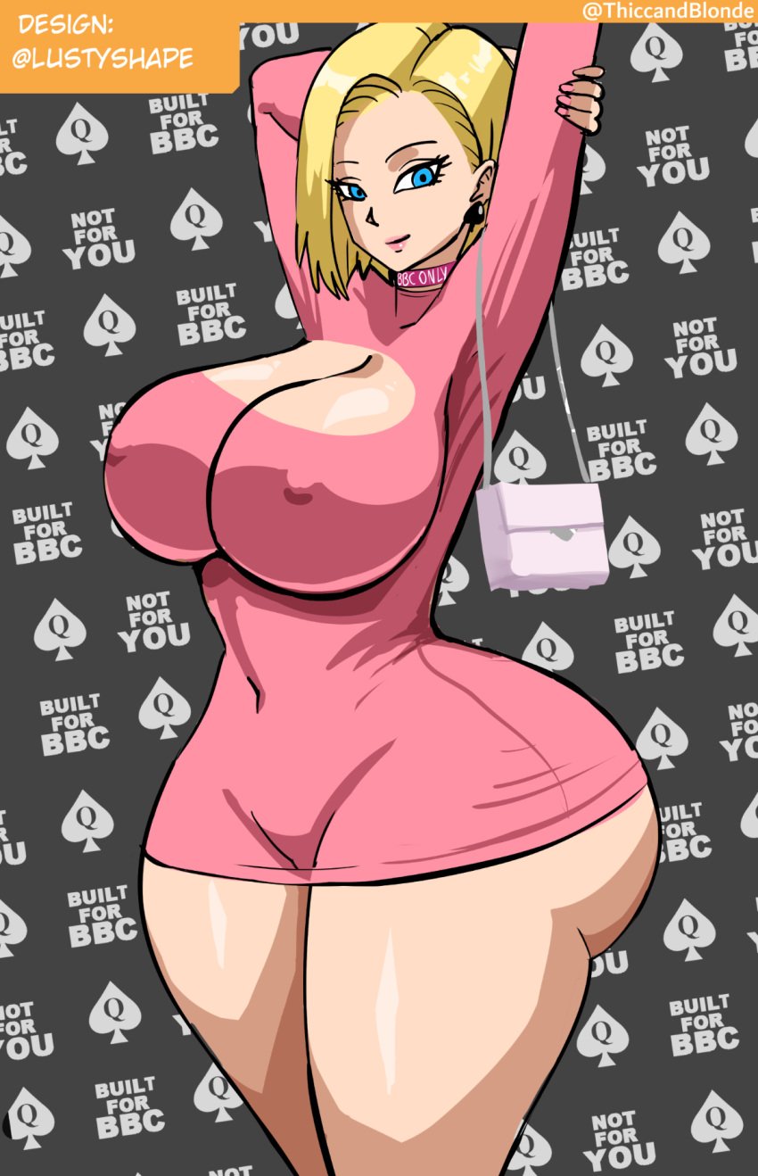 1girl 1girls android_18 arms_up arms_up_pose artist_name ass ass_focus belly_button belly_button_visible_through_clothing big_ass big_ass_(female) big_ass_cheeks big_boobs big_breasts big_butt big_butt_(female) big_butt_cheeks black_penis blacked blonde blonde_female blonde_hair blonde_hair_female blondeandthicc blue_eyes blue_eyes_female cheating cheating_wife cleavage dark-skinned_male dragon_ball dragon_ball_super dragon_ball_z dress eyelashes female female_focus female_only huge_ass huge_boobs huge_breasts interracial light-skinned_female light_skin lustyshape netorare nipples nipples_visible_through_clothing ntr pink_choker pink_dress pink_lipstick purse queen_of_spades raceplay revealing_clothes short_dress spade spade_earring spade_earrings thick thick_ass thick_hips thick_legs thick_thighs wide_hips