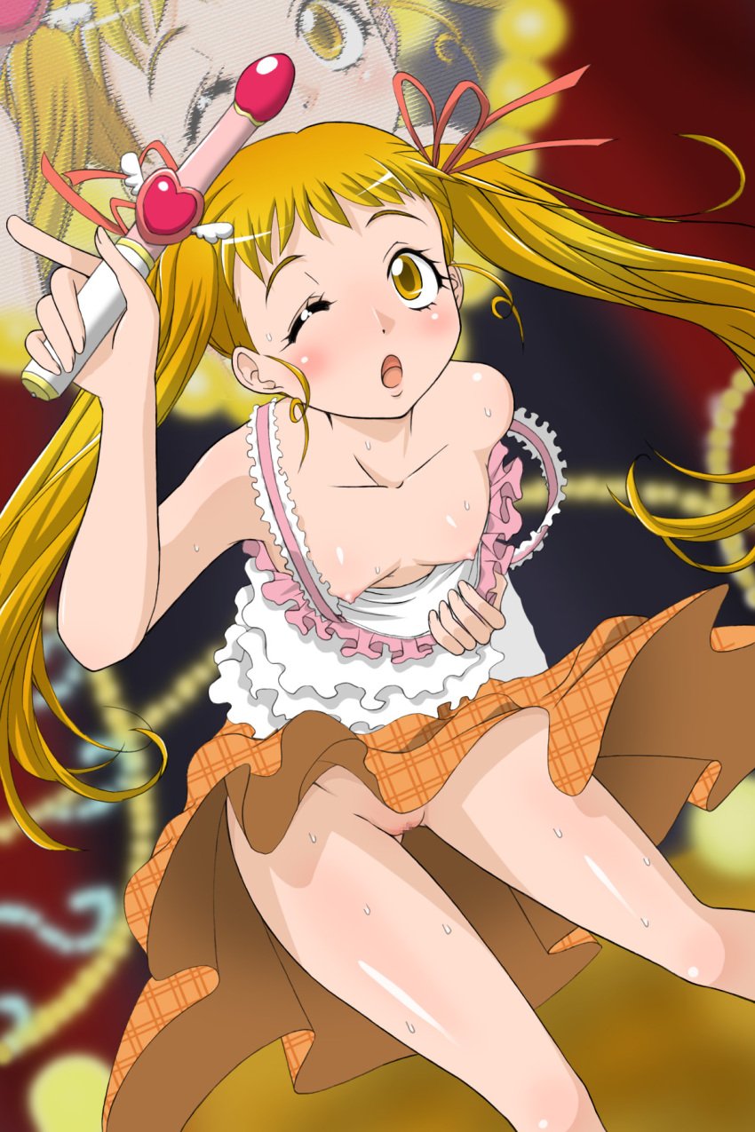 censored clothing hanamiya_mitsuhiko pretty_cure skirt small_breasts tagme urara_kasugano wohana_gokoro yes!_precure_5