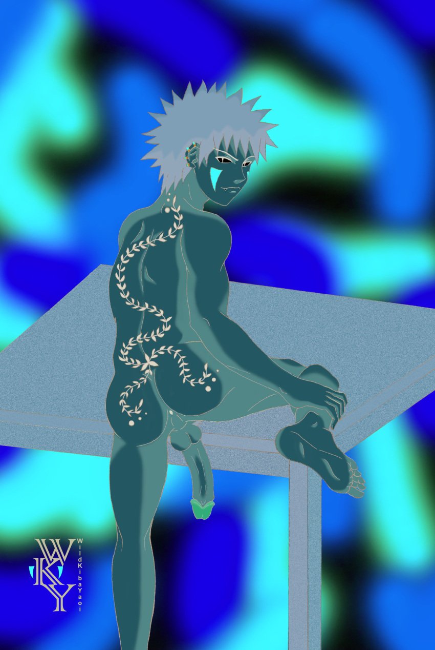 ass boner color erection human inuzuka_kiba inverted_thumbnail male male_only muscles naruto nude penis short_hair solo thumbnail_error