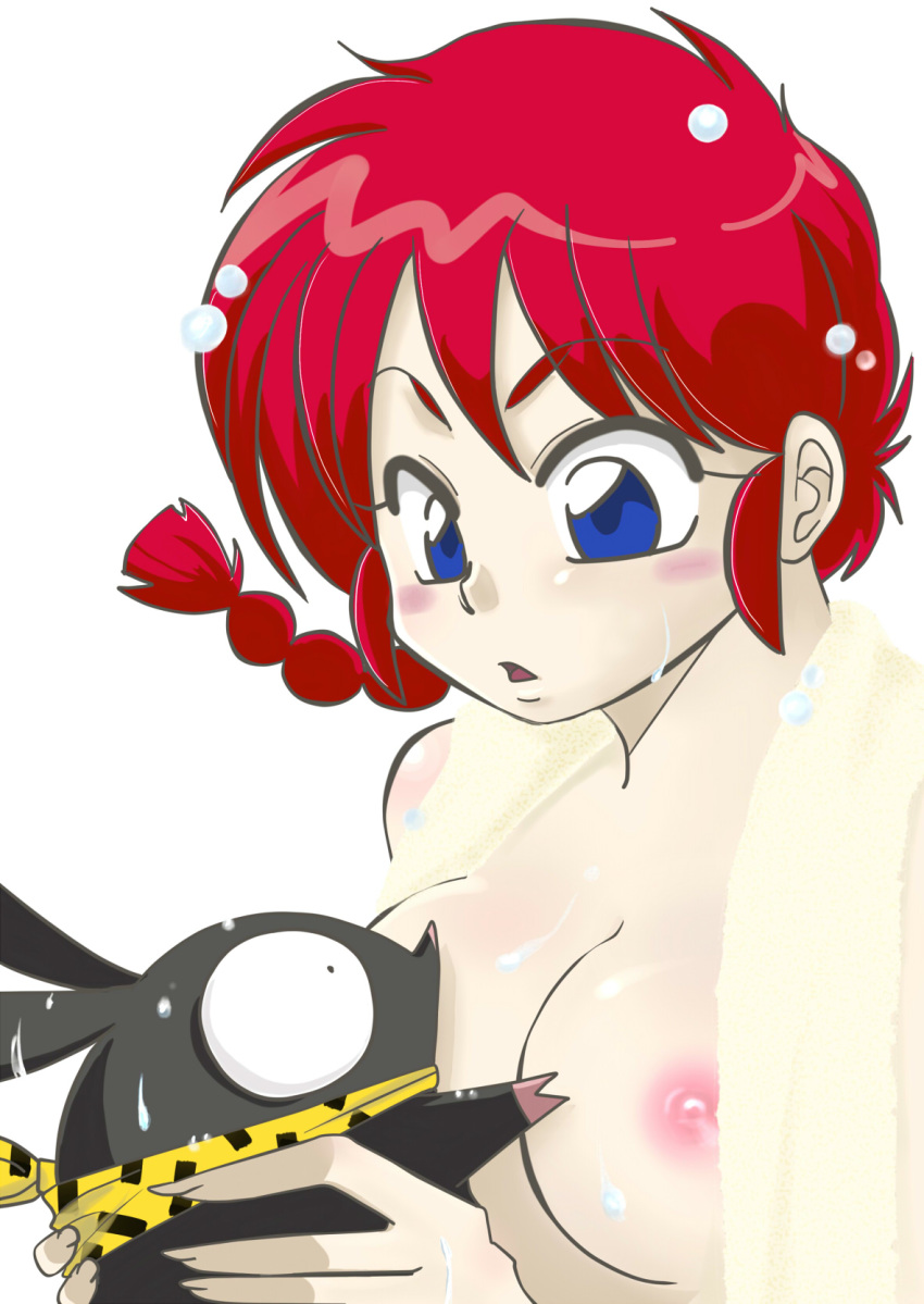 1girls blue_eyes braid breasts female genderswap_(mtf) highres jack_666 nipples nude p-chan pig porcine ranma-chan ranma_1/2 ranma_saotome red_hair rule_63 ryoga_hibiki single_braid small_breasts suid suina sus_(pig) sweatdrop swine zoophilia