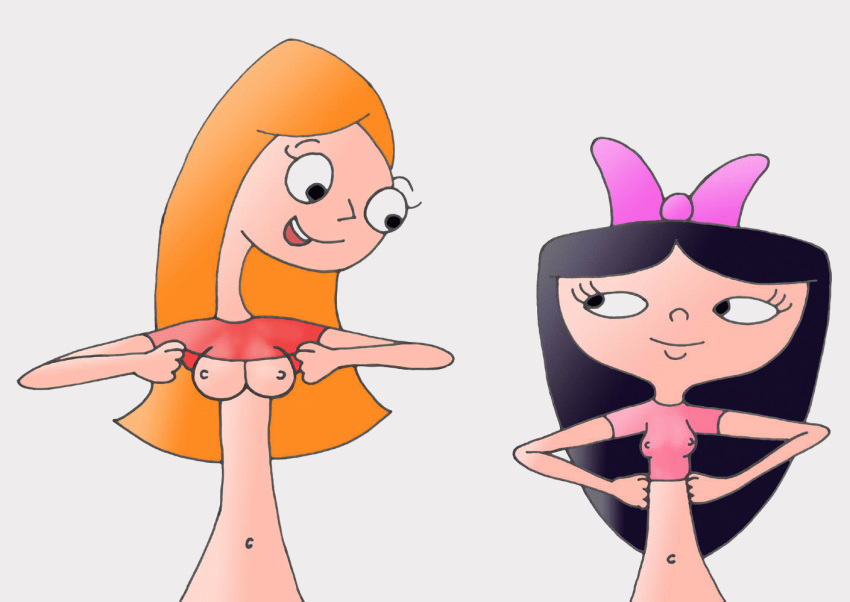 animated breasts candace_flynn disney female female_only helix human isabella_garcia-shapiro multiple_females multiple_girls nipples phineas_and_ferb shirt_lift