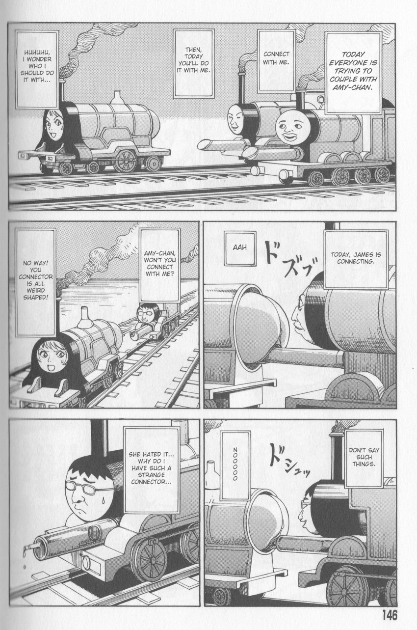 ass comic dialogue doujinshi emily_the_emerald_green_engine english_text glasses highres james_the_red_engine monochrome penis pussy sex tagme thomas_and_friends thomas_the_tank_engine train vaginal_insertion vaginal_penetration vaginal_sex