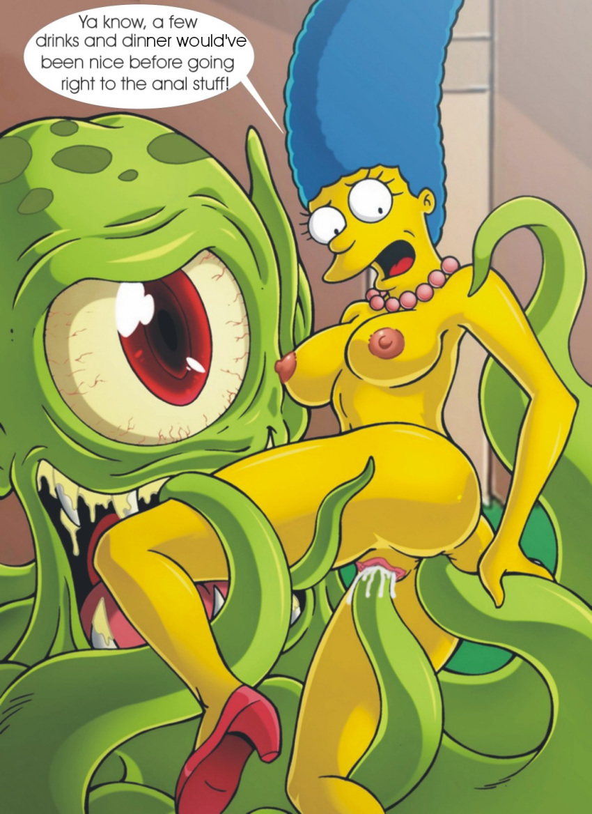 breasts color female green_skin human insertion interspecies kodos marge_simpson nude size_difference tagme tentacle the_simpsons vulva yellow_skin