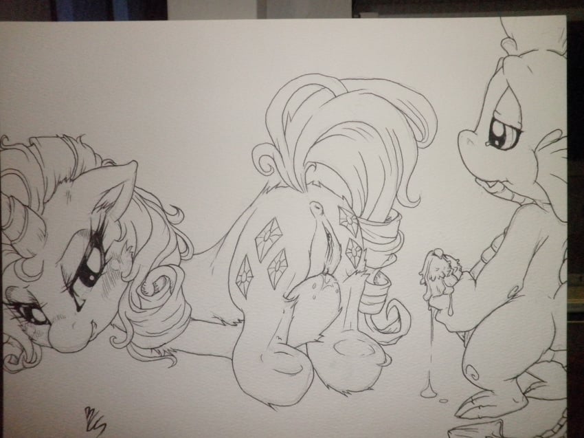 bcs friendship_is_magic my_little_pony rarity_(mlp) smooth_skin spike_(mlp)