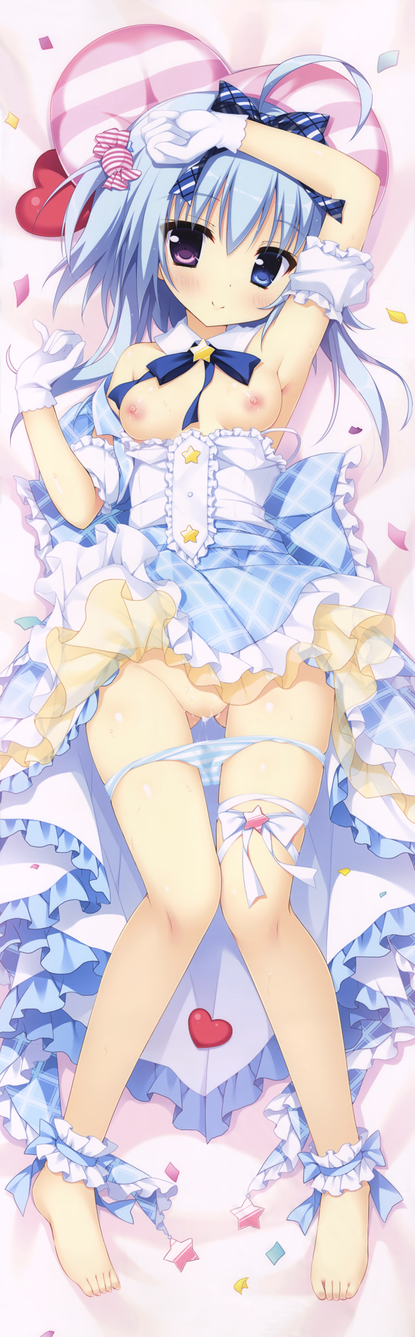 blue_hair dakimakura nanakuni_kotone natsuiro_kokoro_log_happy_summer shiromochi_sakura tagme