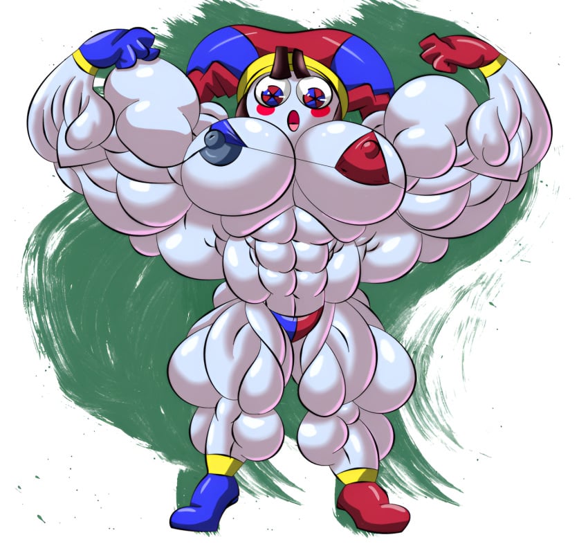 1girls big_breasts big_muscles clown_girl clown_hat flexing_biceps flexing_muscles huge_muscles hyper_muscles looking_at_viewer muscular_female nipple_bulge nipples_visible_through_clothing pomni_(the_amazing_digital_circus) siegfried129 the_amazing_digital_circus