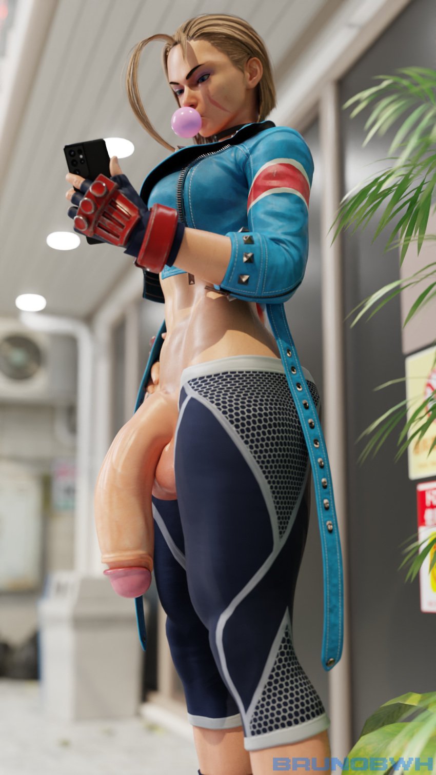 1futa 3d abs big_ass blender blonde_hair brunobwh bubble_gum cammy_white casual_exposure clothed exhibitionism flaccid flaccid_penis futa_only futanari huge_cock looking_at_phone phone self_upload solo street_fighter street_fighter_6 testicles thick_thighs toned_futa