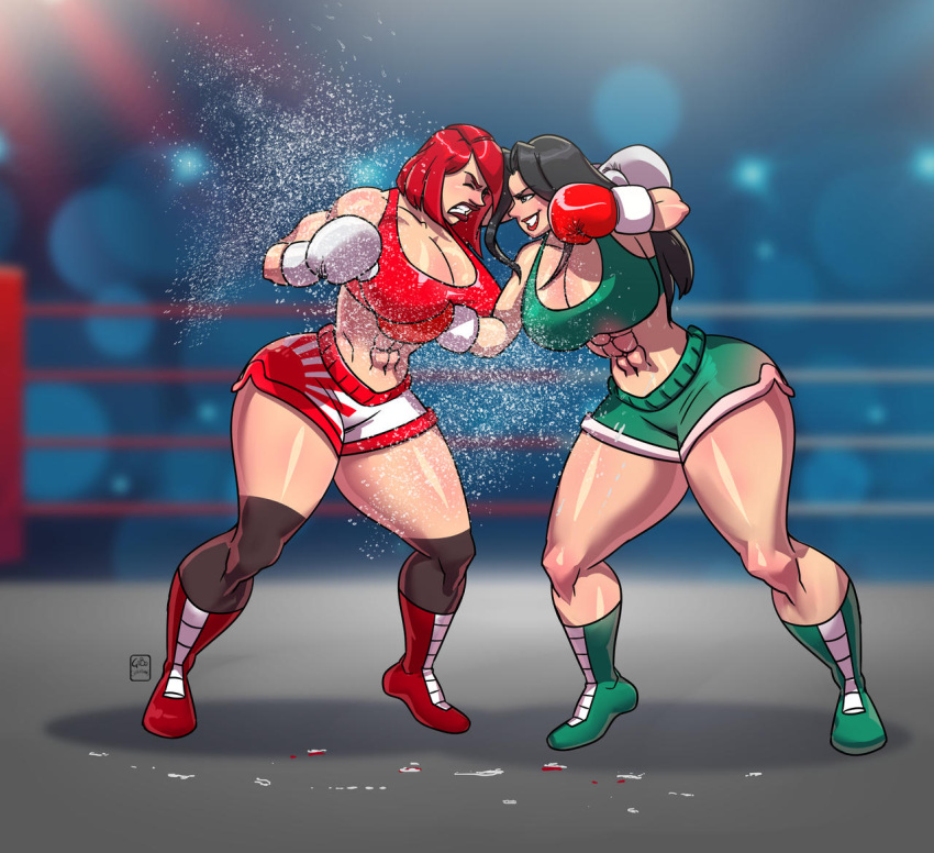 2girls abs ass big_ass big_breasts big_thighs boxing boxing_gloves boxing_ring breasts bust busty chest curvaceous curvy curvy_figure digital_media_(artwork) female female_focus fighting_ring gabocaricaturas gloves hips hourglass_figure huge_ass huge_breasts huge_thighs large_ass large_breasts large_thighs legs light-skinned_female light_skin lipstick mature mature_female muscular original original_character original_characters red_boxing_gloves red_gloves red_lipstick slim_waist thick thick_hips thick_legs thick_thighs thighs voluptuous voluptuous_female waist white_boxing_gloves white_gloves wide_ass wide_hips wide_thighs