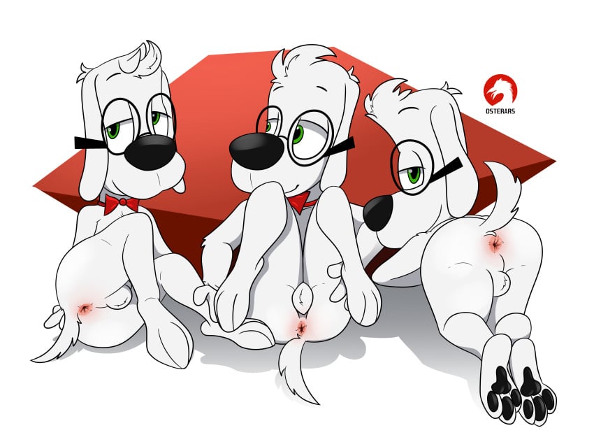 2024 20th_century_fox 20th_century_studios absurd_res anthro anus balls bow_tie canid canine canis domestic_dog dreamworks dreamworks_animation eyewear genitals glasses green_eyes group hi_res jay_ward_productions male mammal mr._peabody mr._peabody_and_sherman nude osterars presenting presenting_anus raised_tail rocky_and_bullwinkle signature smile tail trio watermark