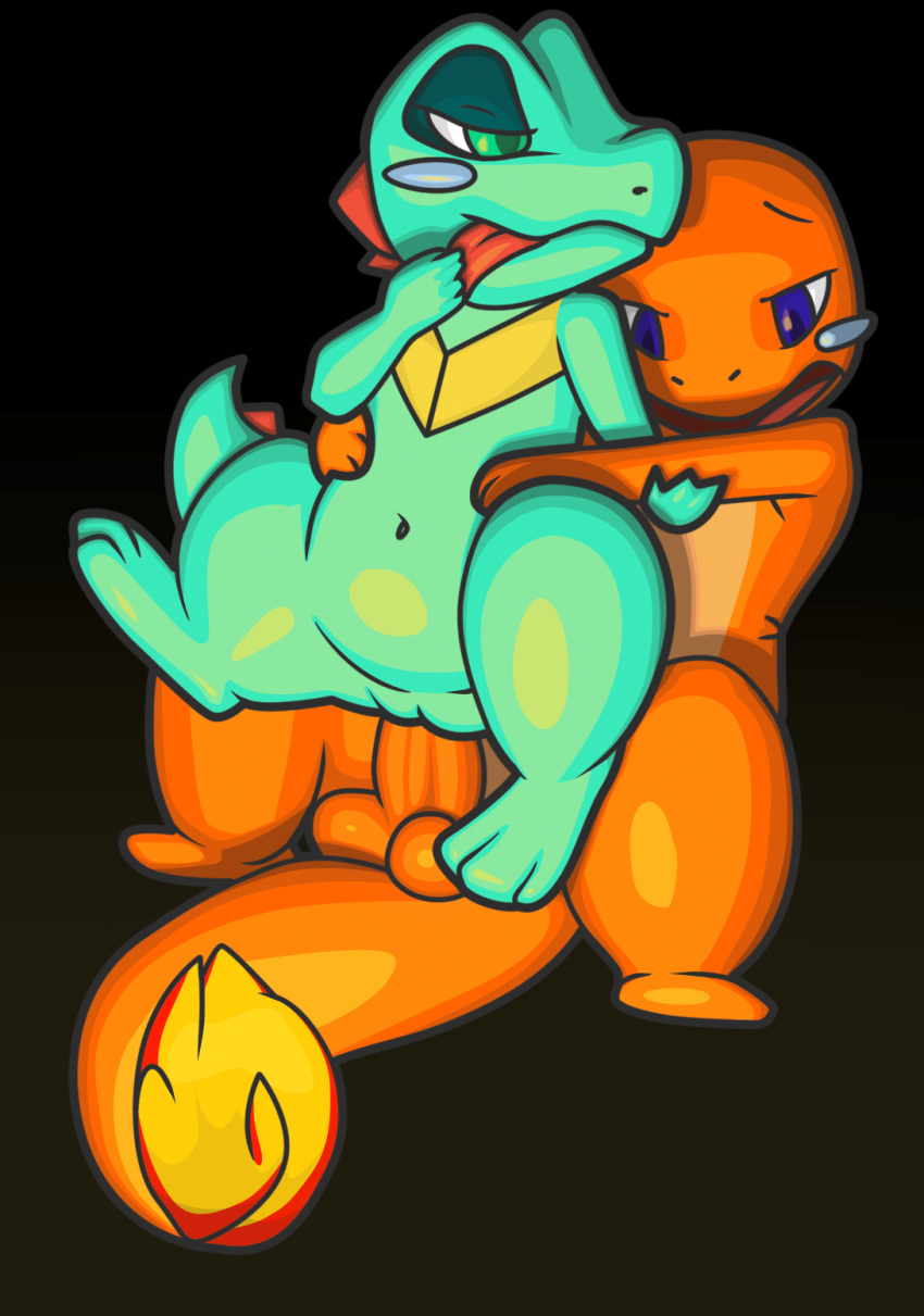 average charmander female fire interspecies male nintendo penis pokémon_(species) pokemon pokemon_gsc pokemon_rgby sex straight tail tail_fire totodile vaginal_penetration vulva