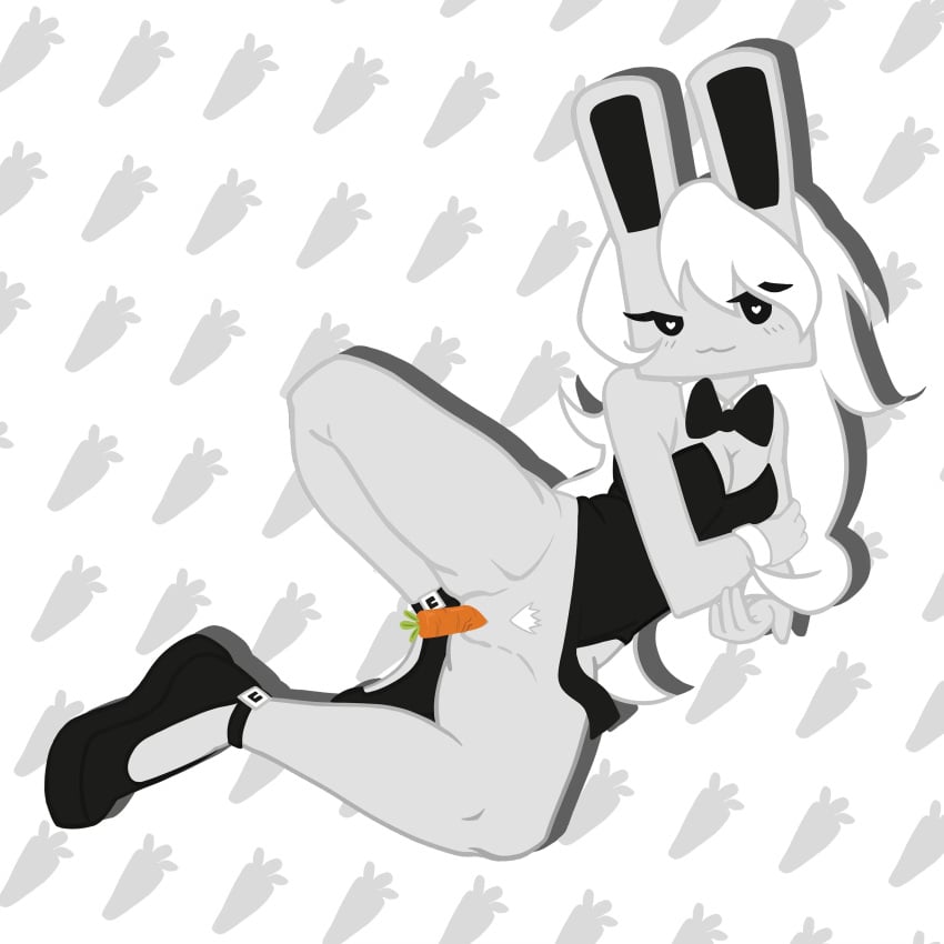 1girls blush_lines bunny_costume bunny_ears bunny_girl bunnysuit carrot carrot_in_pussy cube_459 cube_459_(geometry_dash) femgram furry geometry_dash heart-shaped_pupils long_hair pubic_hair solo unknown_artist vaginal_penetration white_hair