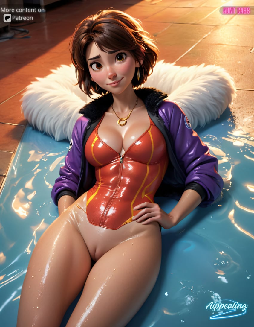 ai_eyes ai_generated aippealing aunt_cass big_breasts big_hero_6 bottomless cass cass_hamada disney female marvel marvel_comics milf mommy mother pixar pussy